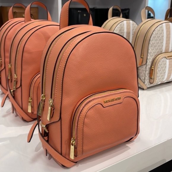 Michael Kors Jaycee Medium Zip PKT Backpack Sherbert Leather - Picture 2 of 13